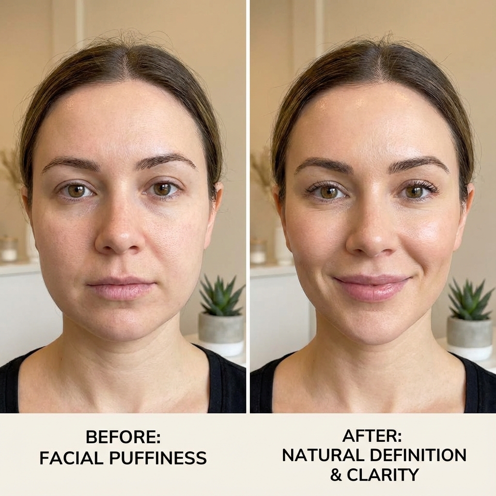 Example before and after sugar-free facial transformation